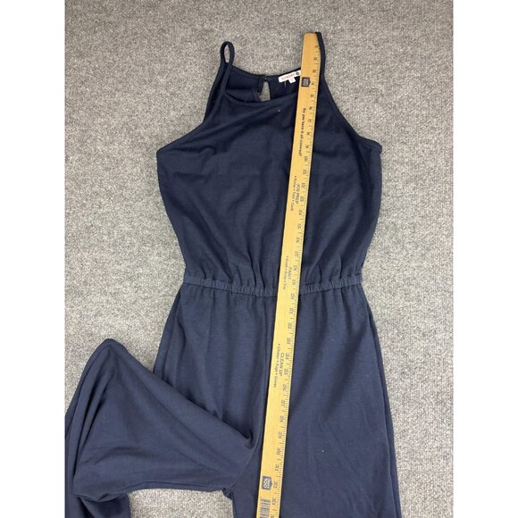 Sundry Jumpsuit Womens Medium Navy Halter Wide Leg Pockets Made USA Back Zip - Picture 5 of 9